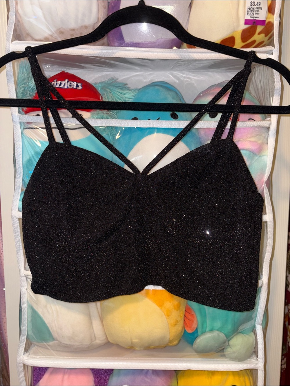 Sparkle Black Strappy Bra Shirt